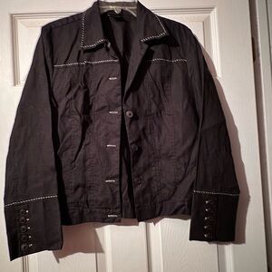 Willi Smith Black Blazer with Contrasting White Stitching